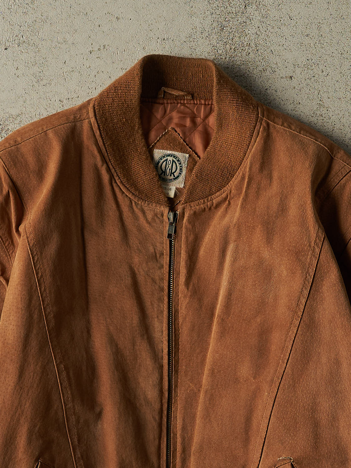 Vintage 90s Brown R&R Suede Leather Bomber Jacket (M/L)