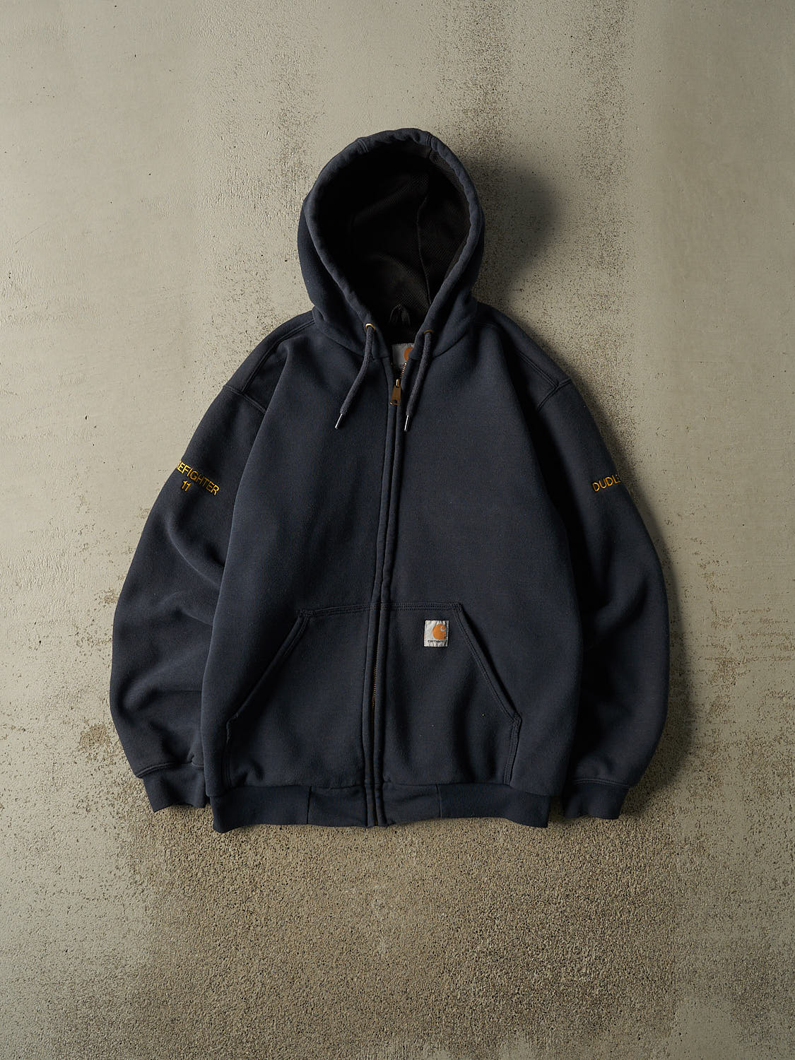 Vintage Y2K Navy Blue Carhartt Fire Dept Zip Up Heavyweight Hoodie (M/L)