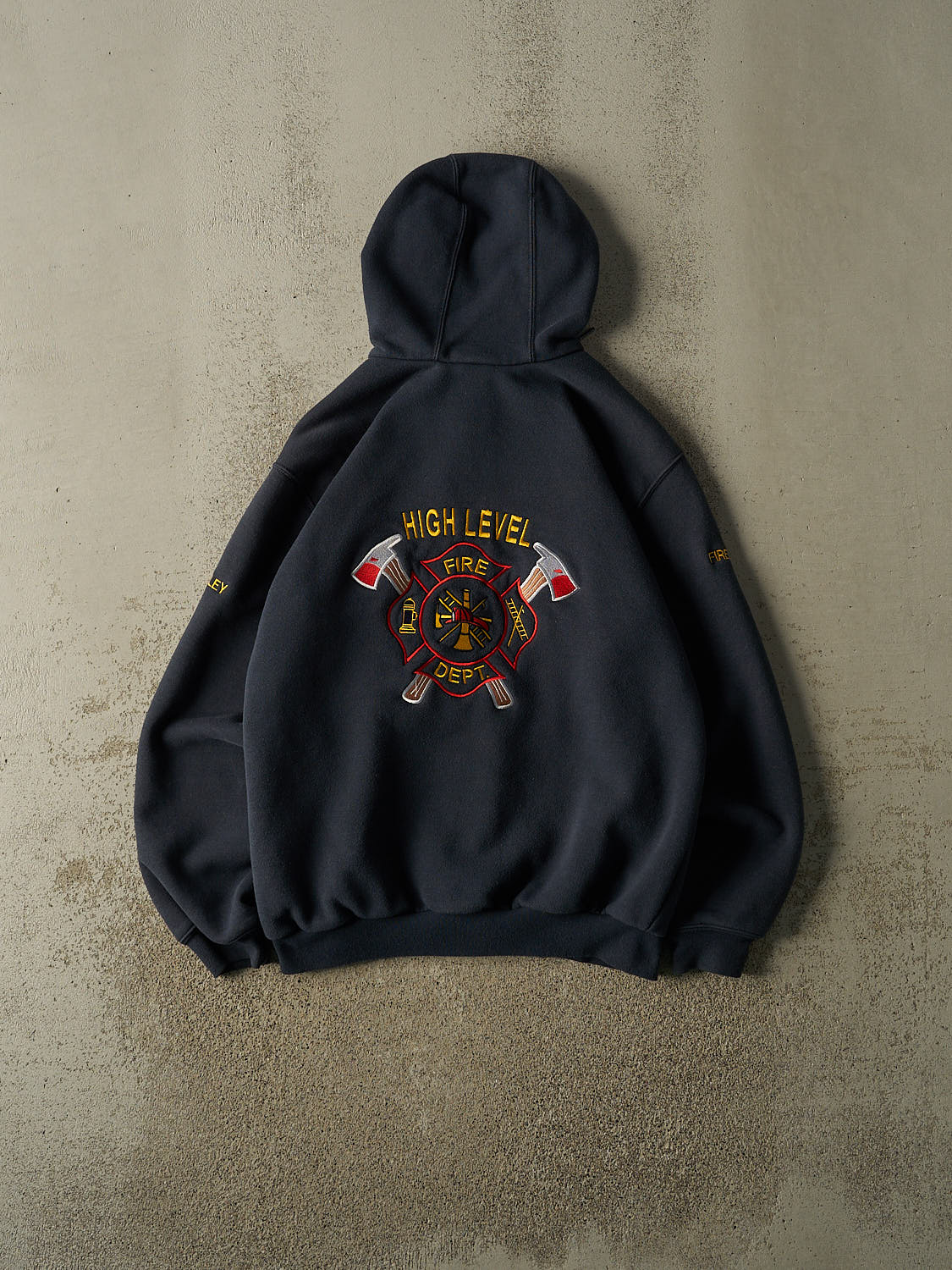 Vintage Y2K Navy Blue Carhartt Fire Dept Zip Up Heavyweight Hoodie (M/L)