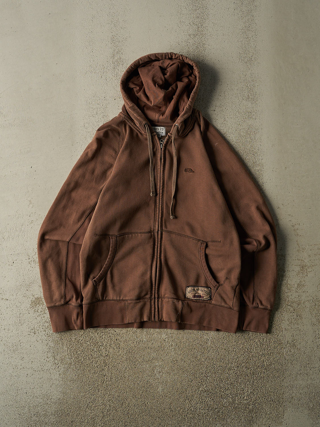 Vintage Y2K Brown Roots Athletics Zip Up Hoodie (M/L)