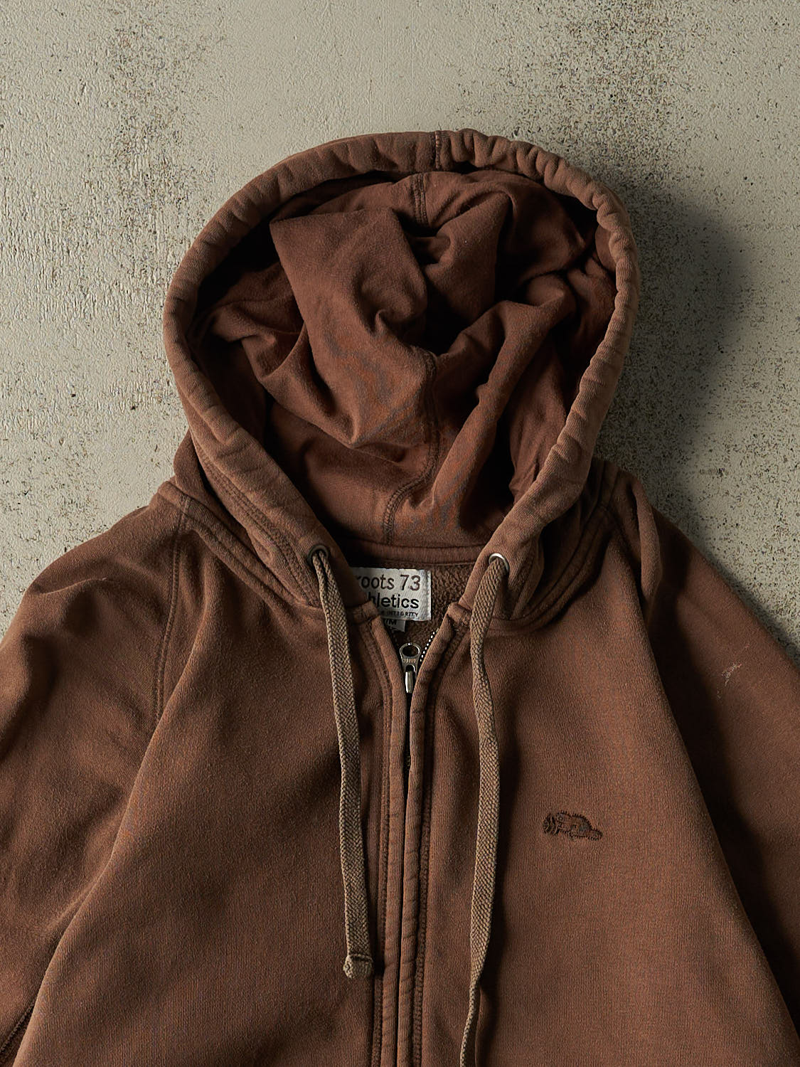 Vintage Y2K Brown Roots Athletics Zip Up Hoodie (M/L)
