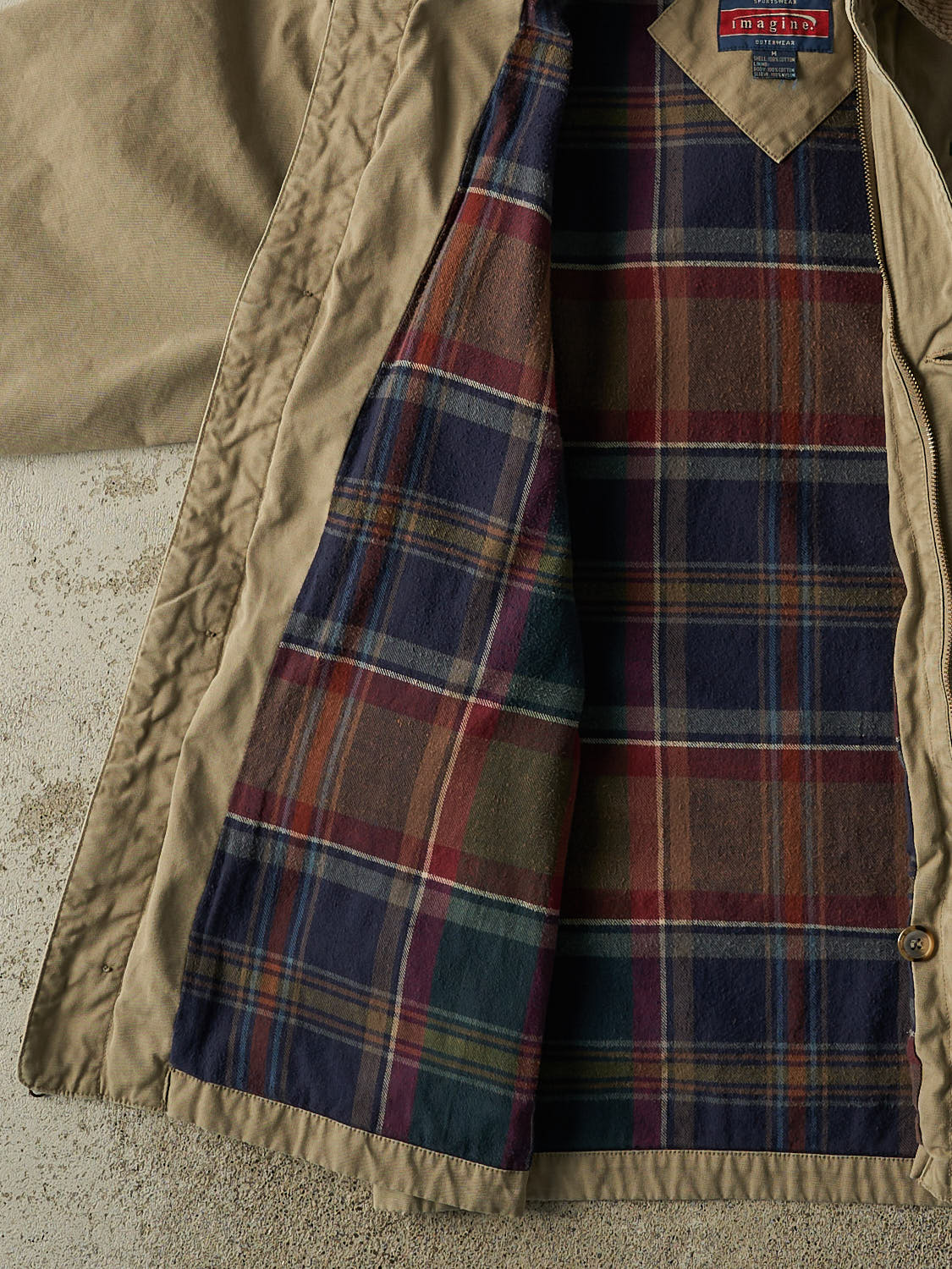 Vintage 90s Beige Land Rover Harrisburg Embroidered Flannel Lined Chore Jacket (XL)