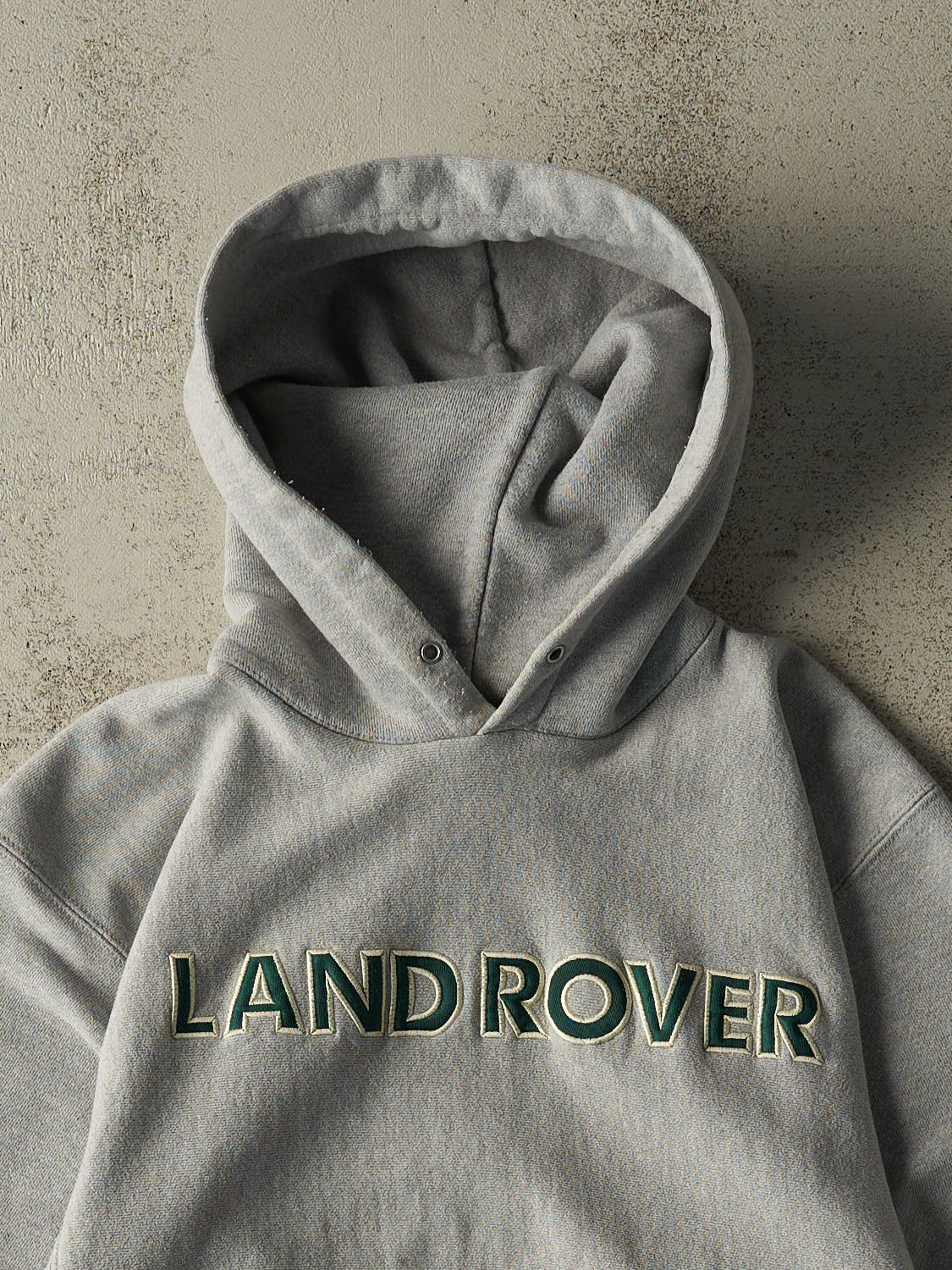 Vintage 90s Grey RARE  Land Rover Champion Reverse Weave Embroidered Hoodie (M)