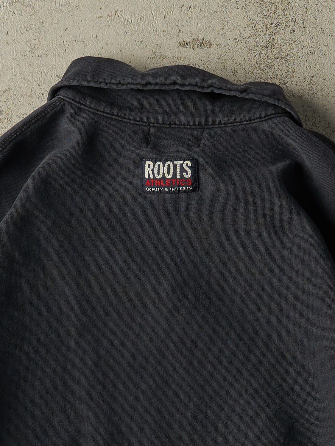 Vintage Y2K Navy Blue Roots Embroidered Quarter Zip (M/L)