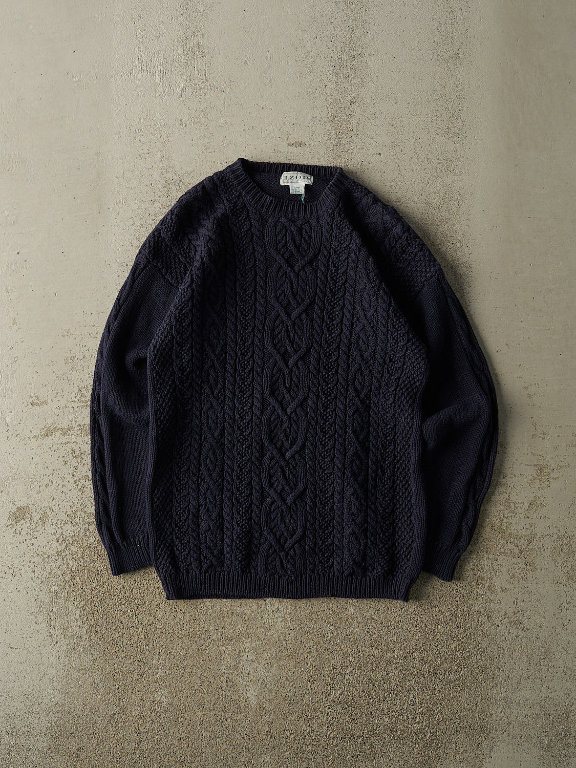 Vintage 90s Navy Blue Izod Cable Knit (S/M)