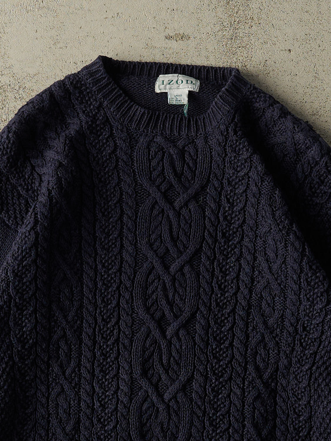Vintage 90s Navy Blue Izod Cable Knit (S/M)