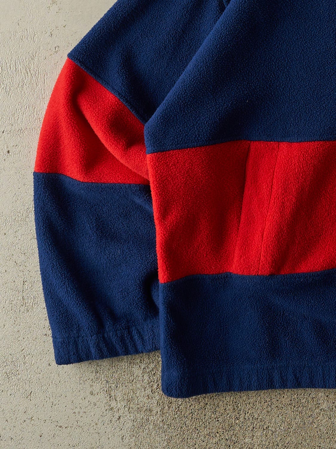 Vintage 90s Navy Blue & Red Embroidered Zip Up Fleece (L/XL)