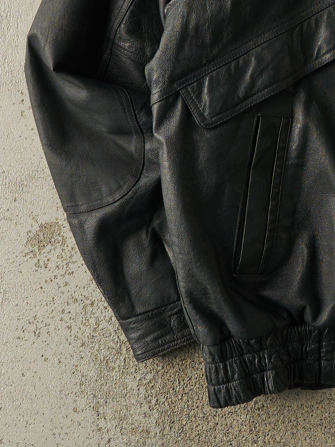 Vintage 90s Black Leather Bomber Jacket (XXL)