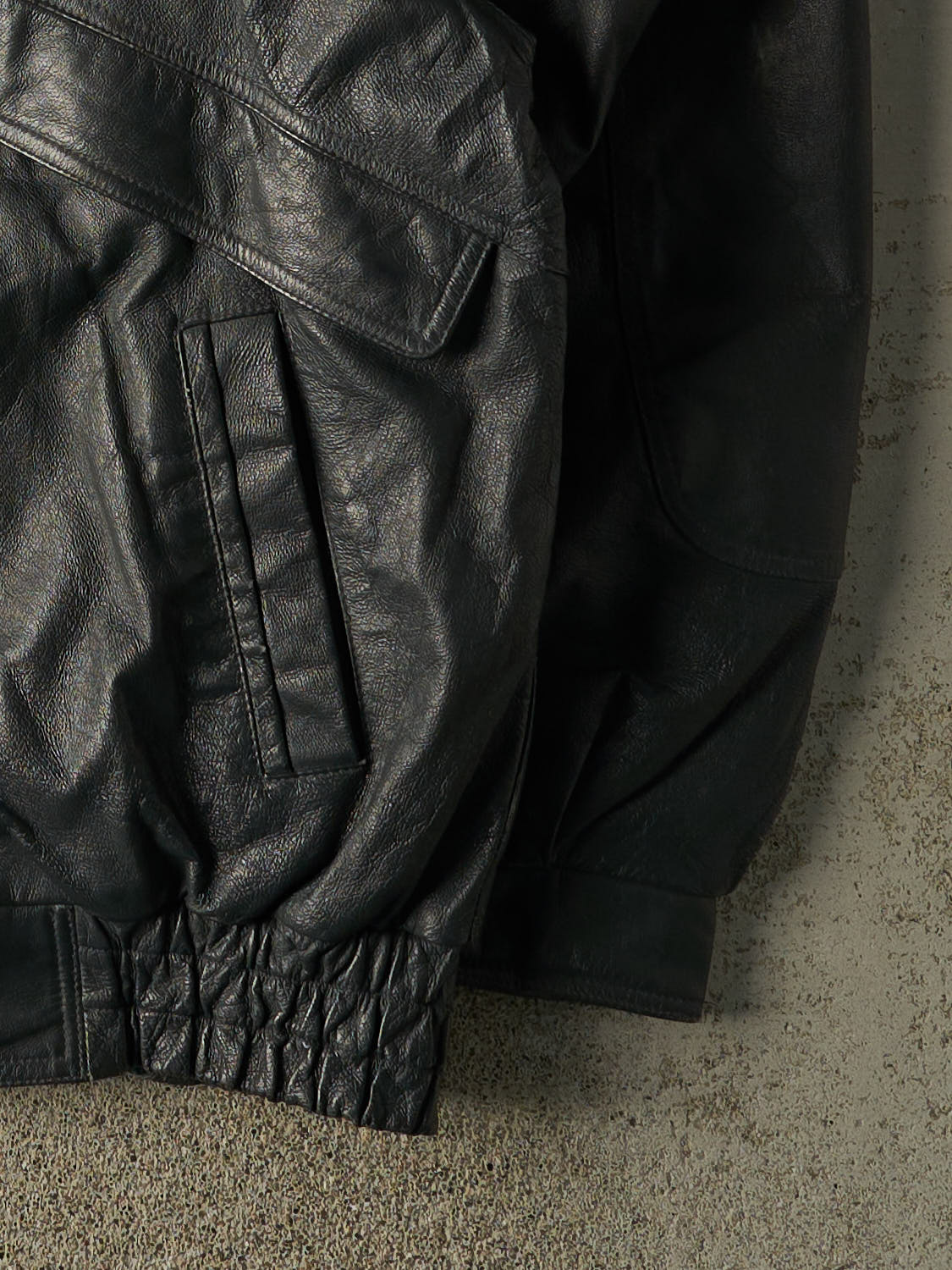 Vintage 90s Black Leather Bomber Jacket (XXL)