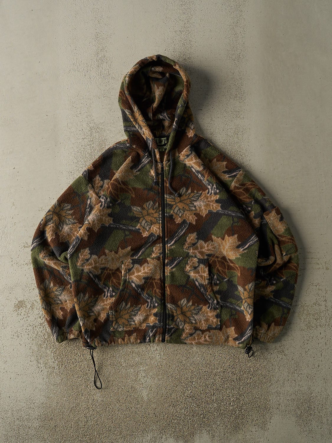 Vintage 90s Camo Zip Up Hooded Fleece (M/L)