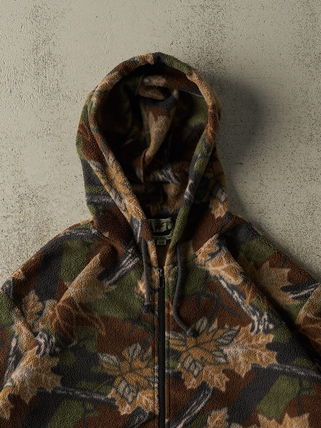 Vintage 90s Camo Zip Up Hooded Fleece (M/L)