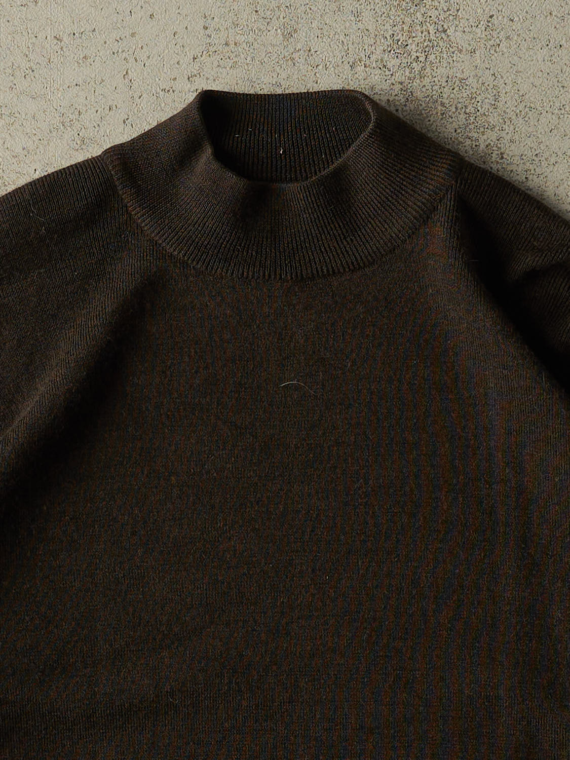 Vintage 80s Brown Mock Neck Lightweight Wool Knit (M)