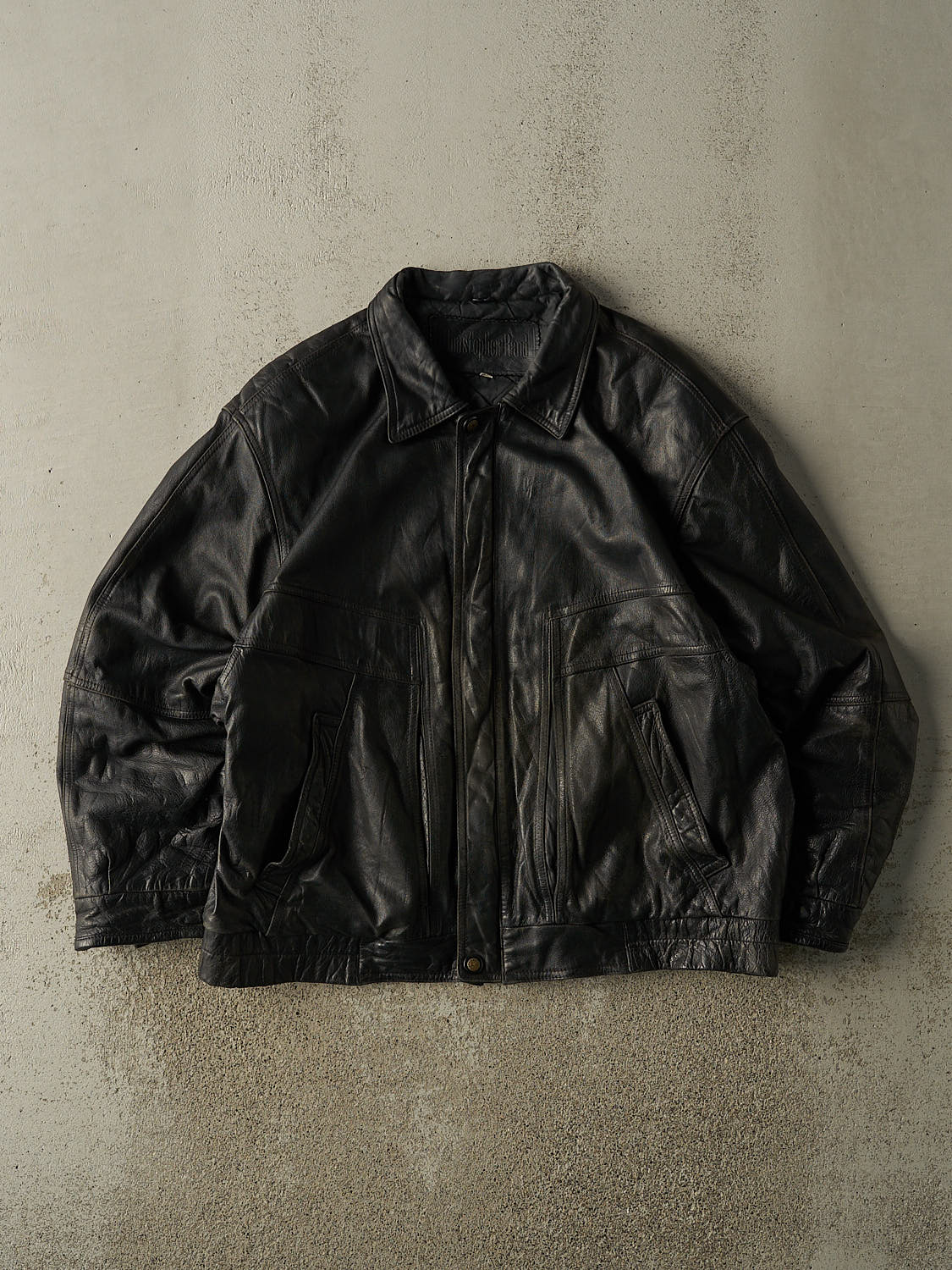 Vintage 90s Black Leather Bomber Jacket (L/XL) – Rebalance Vintage
