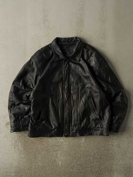 90s REVOLT ブラック レザー ボンバー ブルゾン 50 ワイド 26DECE251_269134d0-97b2-4aa6-