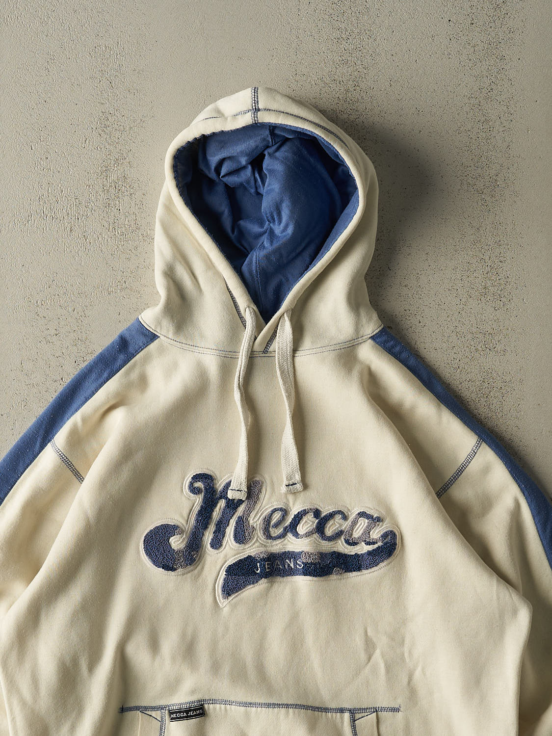 Vintage Y2K Beige & Blue Mecca Jeans Hoodie (XL/XXL)