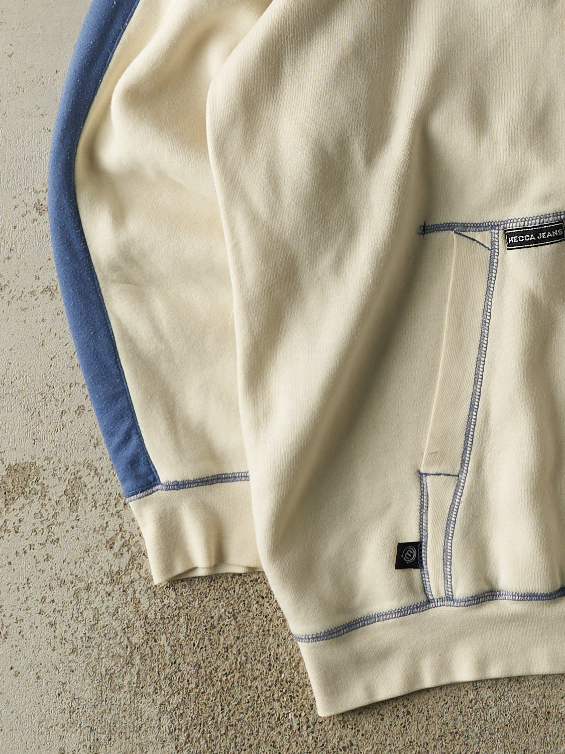 Vintage Y2K Beige & Blue Mecca Jeans Hoodie (XL/XXL)