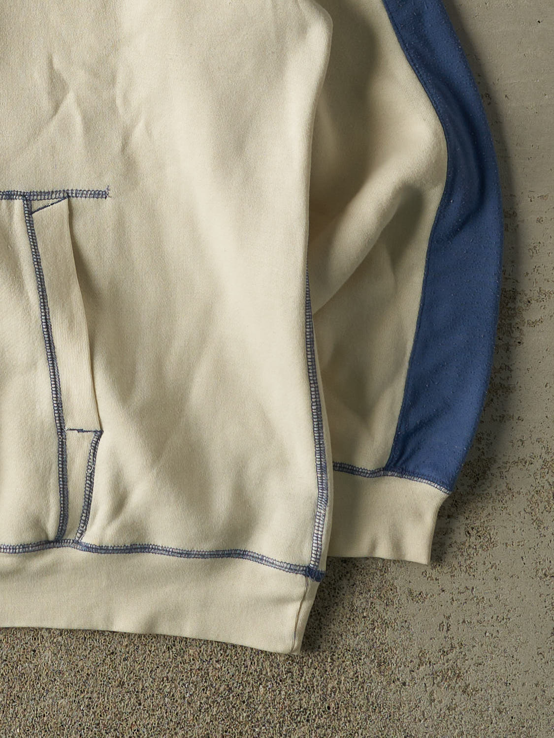 Vintage Y2K Beige & Blue Mecca Jeans Hoodie (XL/XXL)
