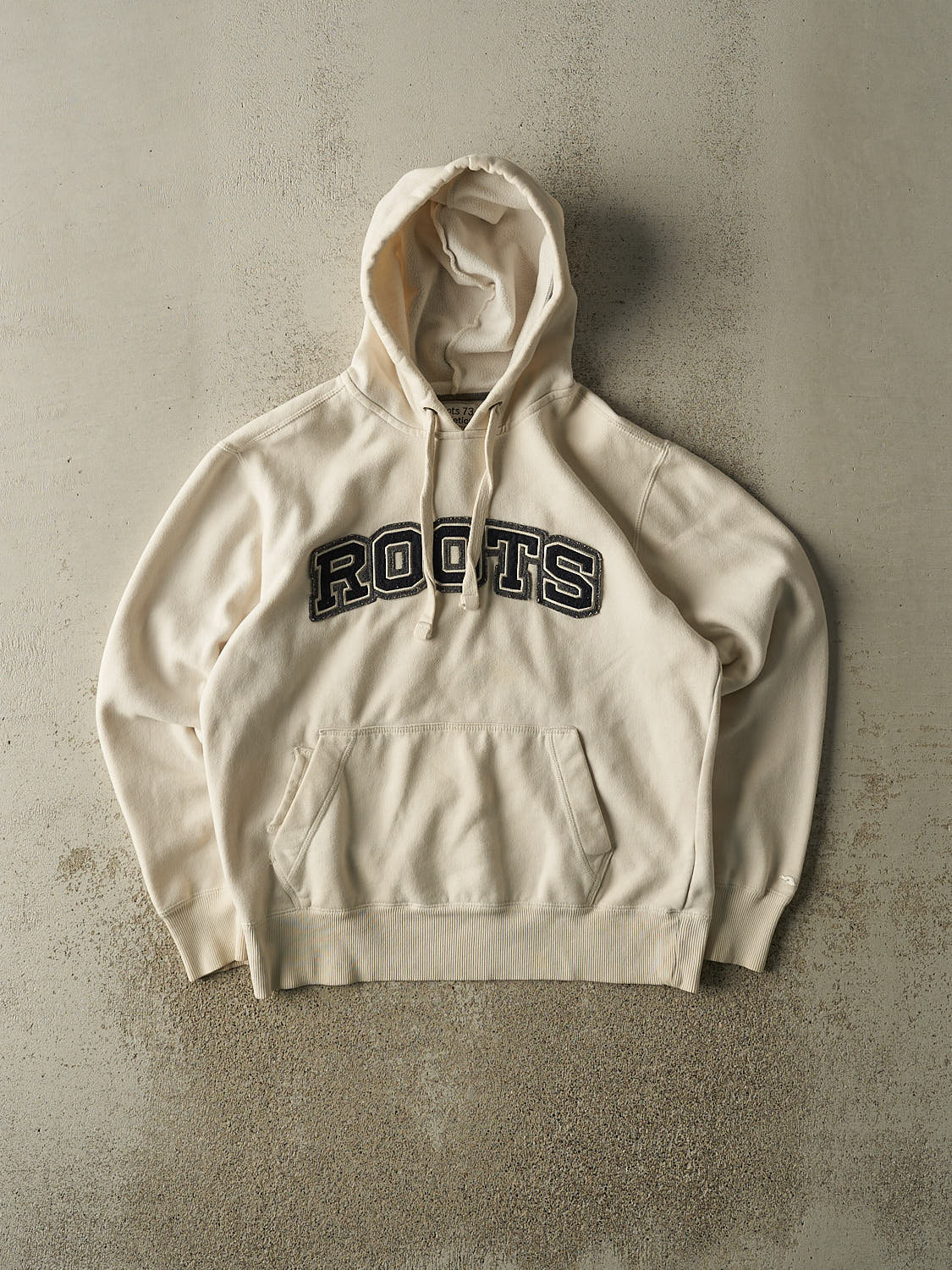Vintage Y2K Beige Roots Embroidered Hoodie (S/M)