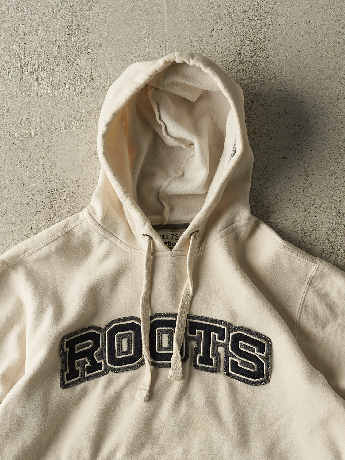 Vintage Y2K Beige Roots Embroidered Hoodie (S/M)
