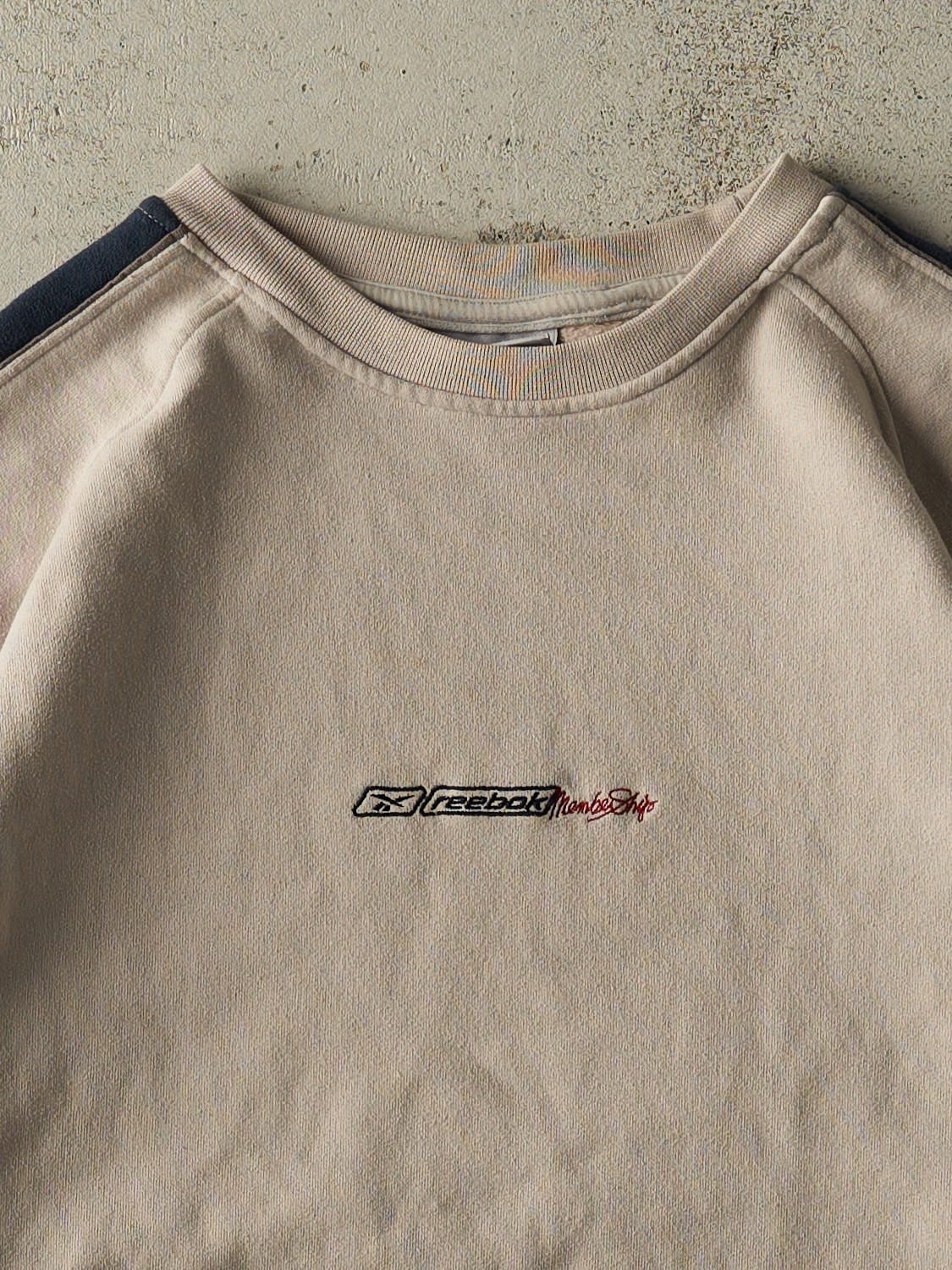 Vintage 90s Beige Reebok Embroidered Crewneck (XL/XXL)
