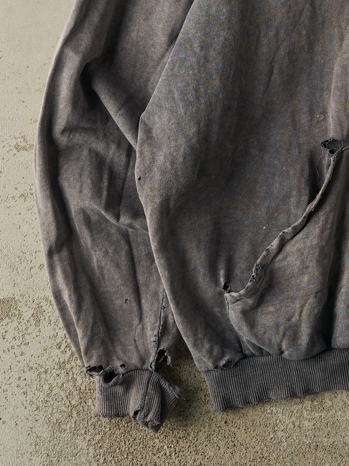 Vintage 90s Washed Charcoal Grey Blank Distressed Quarter Button Hoodie (XL/XXL)