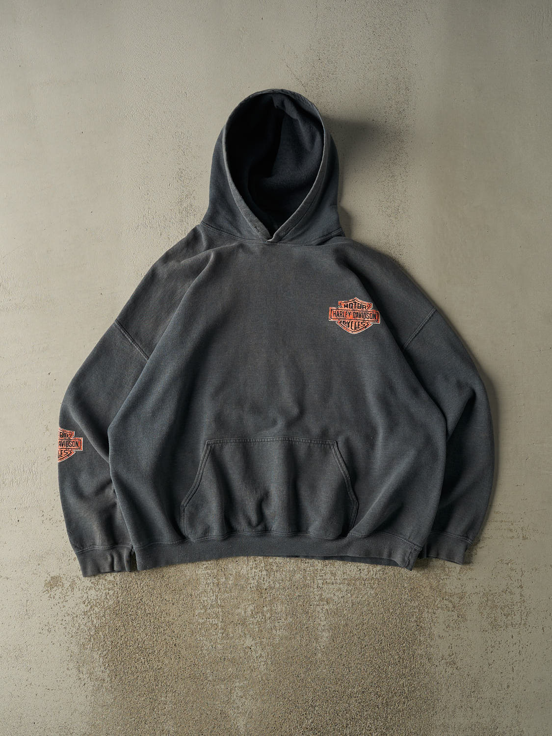 Vintage 90s Charcoal Grey Harley Davidson Hoodie (XXL)