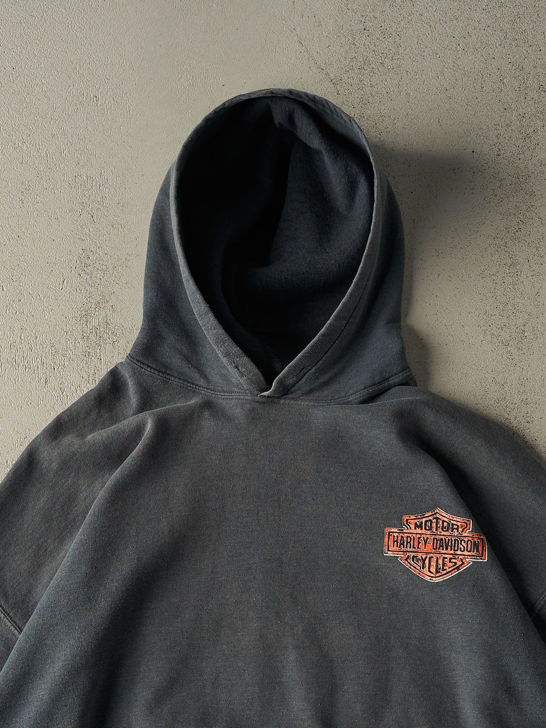 Vintage 90s Charcoal Grey Harley Davidson Hoodie (XXL)