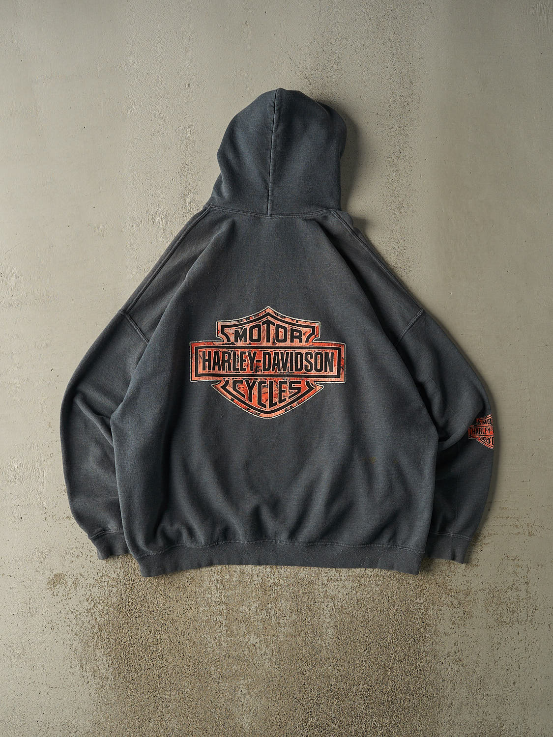 Vintage 90s Charcoal Grey Harley Davidson Hoodie (XXL)