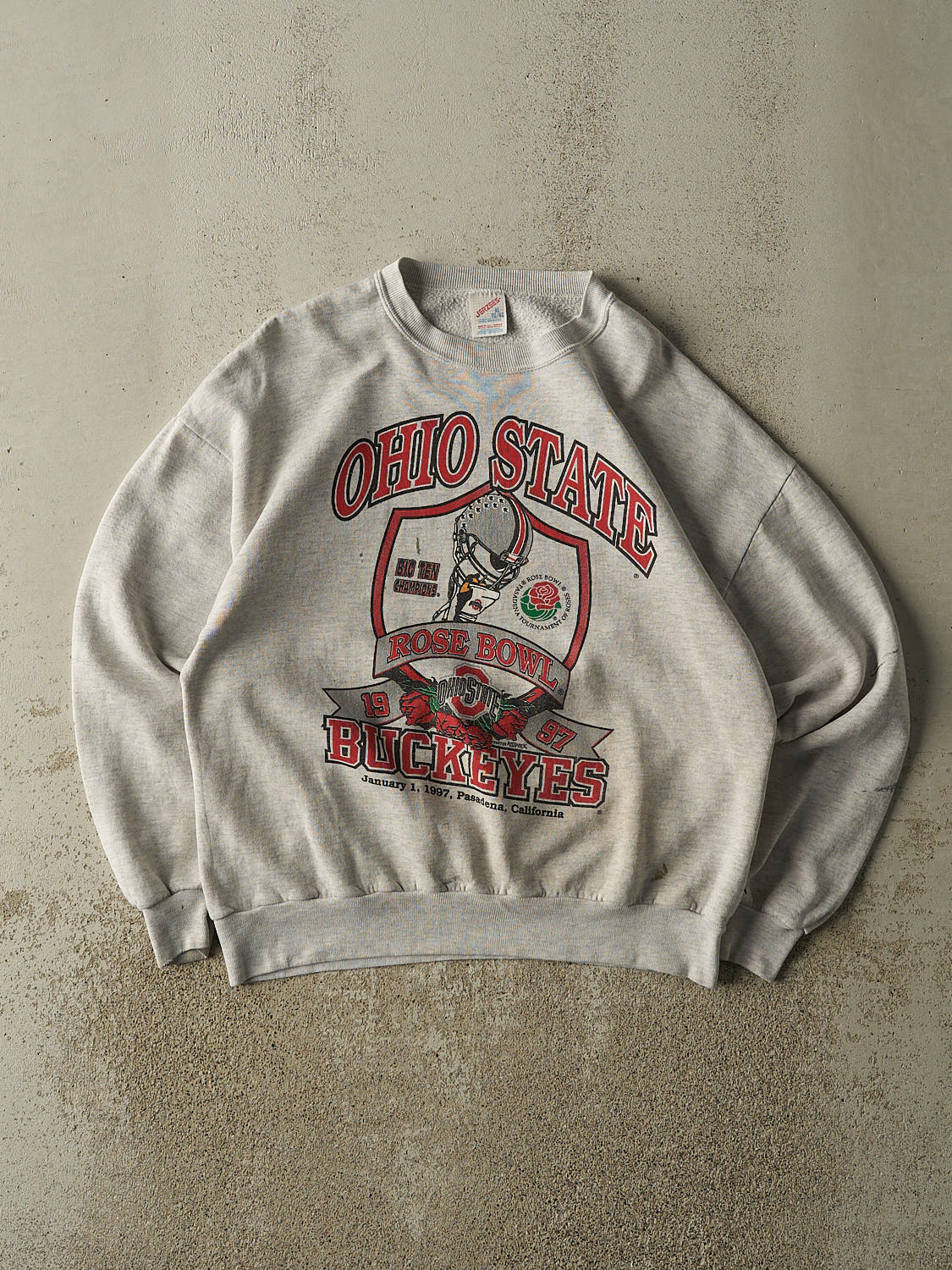 Vintage 97' Heather Grey Ohio State Rosebowl Crewneck (L)
