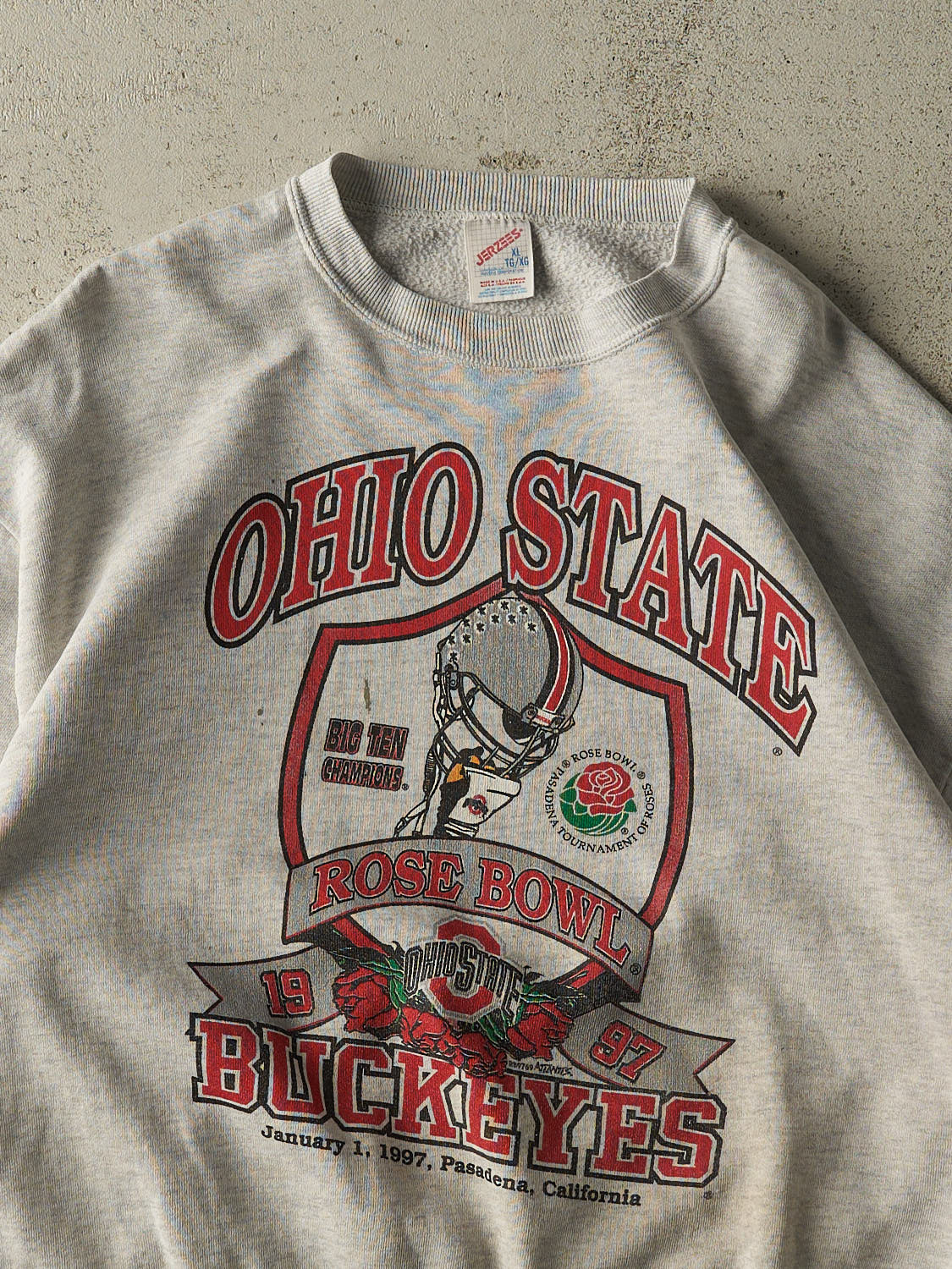 Vintage 97' Heather Grey Ohio State Rosebowl Crewneck (L)