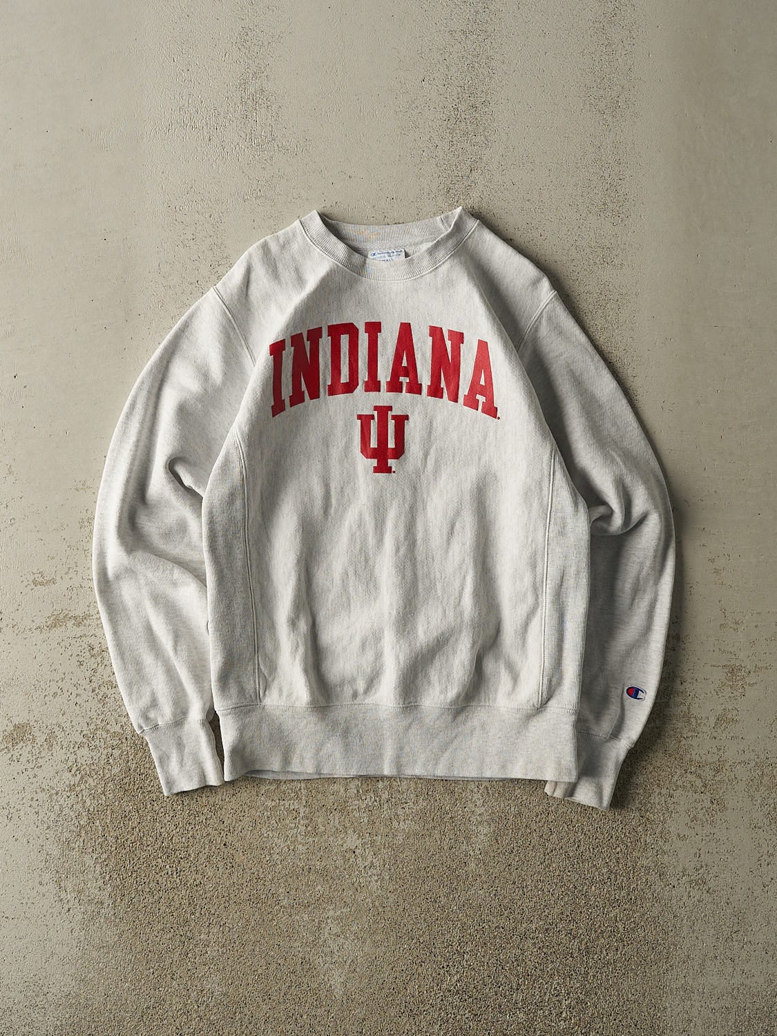 Vintage 90s Heather Grey Champion Reverse Weave Indiana University Crewneck (S)