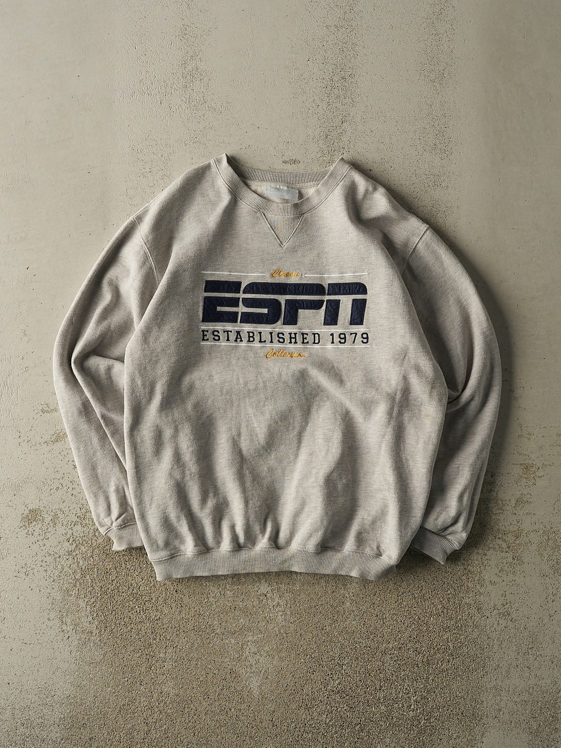 Vintage Y2K Heather Grey ESPN Embroidered Crewneck (XL)