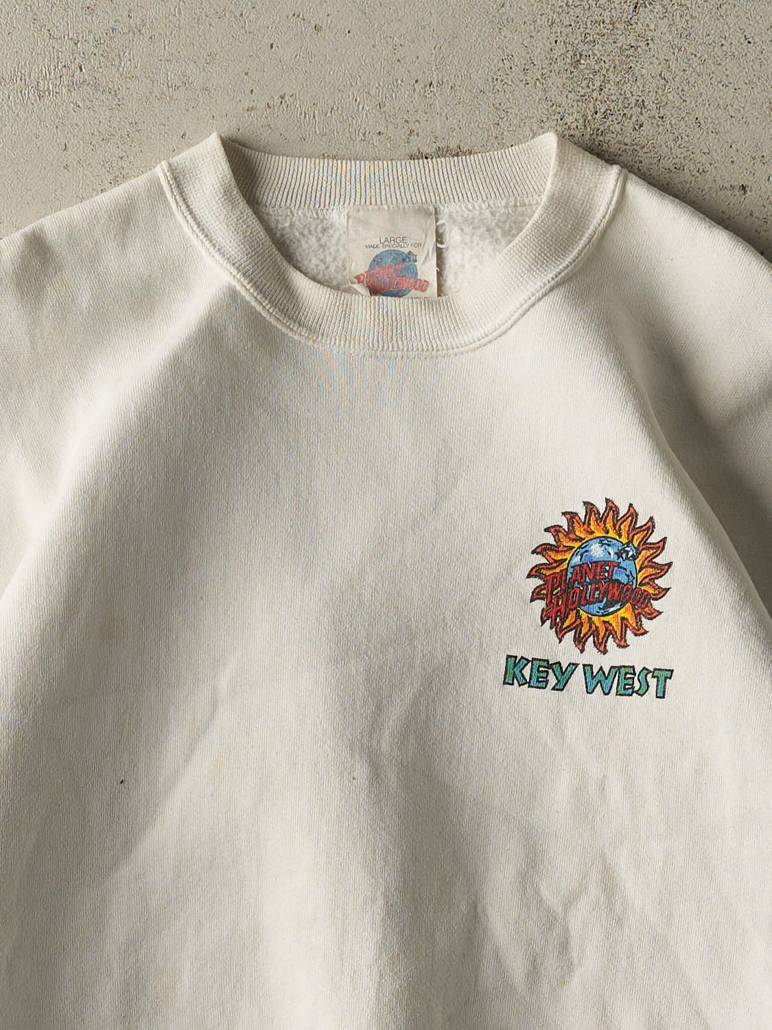 Vintage 90s White Planet Hollywood Key West Crewneck (S/M)