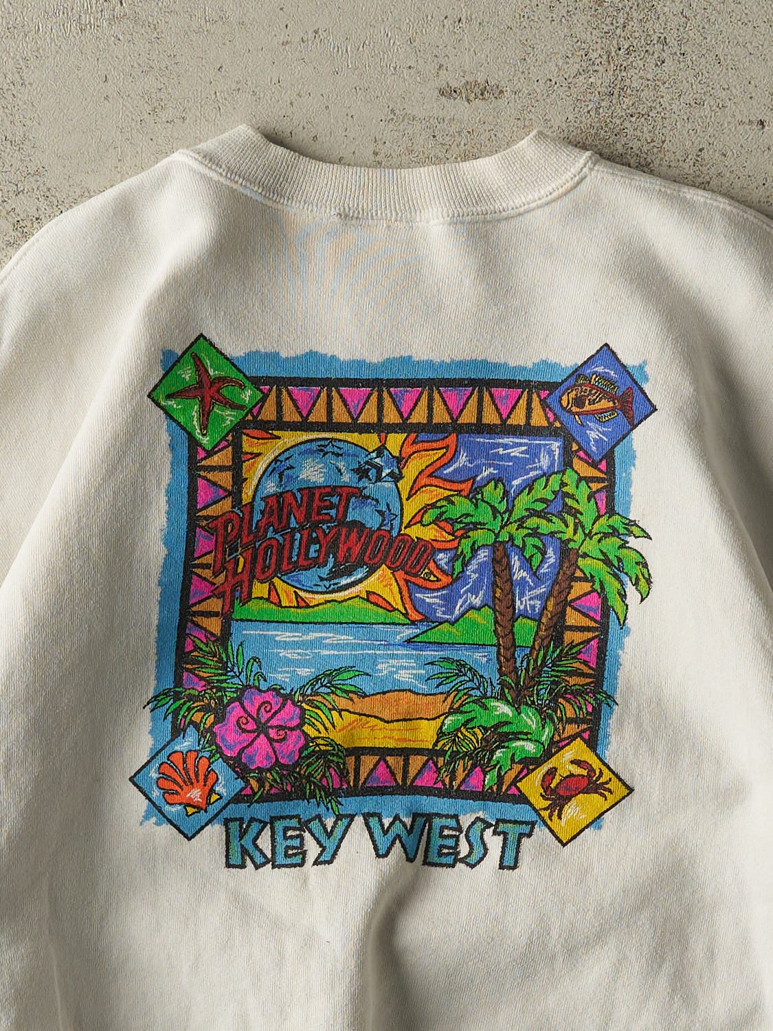 Vintage 90s White Planet Hollywood Key West Crewneck (S/M)
