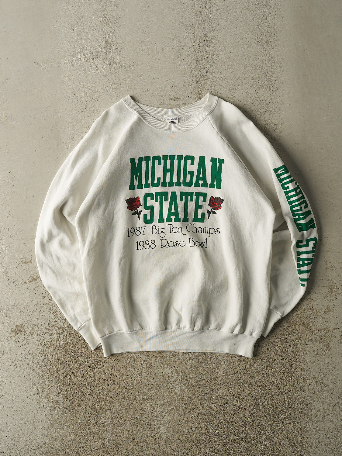 Vintage 88' White Michigan State University Rose Bowl  Crewneck (M/L)