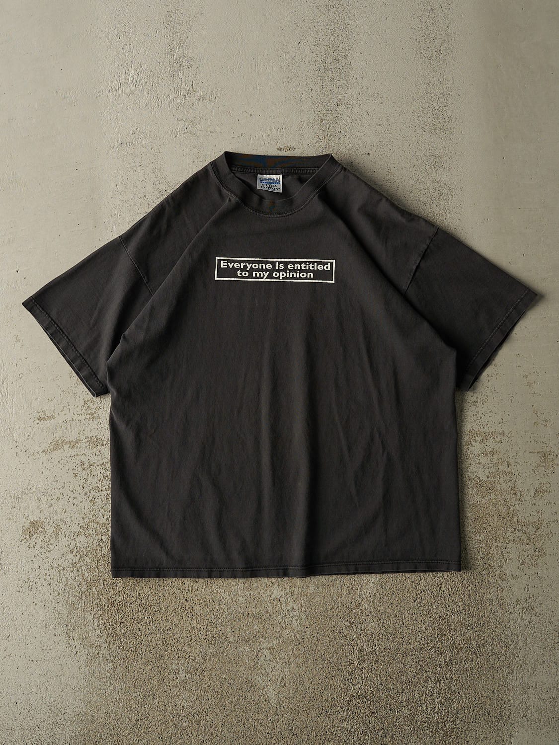 Vintage 90s Black "Entitled To My Opinion" Slogan Tee (L)