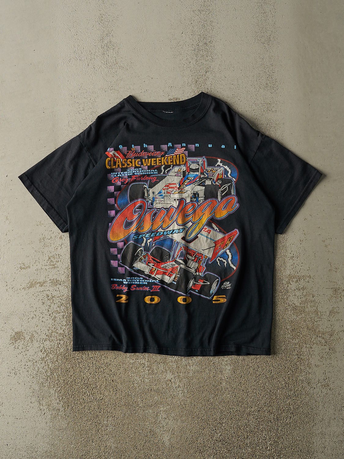 Vintage 05' Black Budweiser Greg Furlong Racing Tee (L)