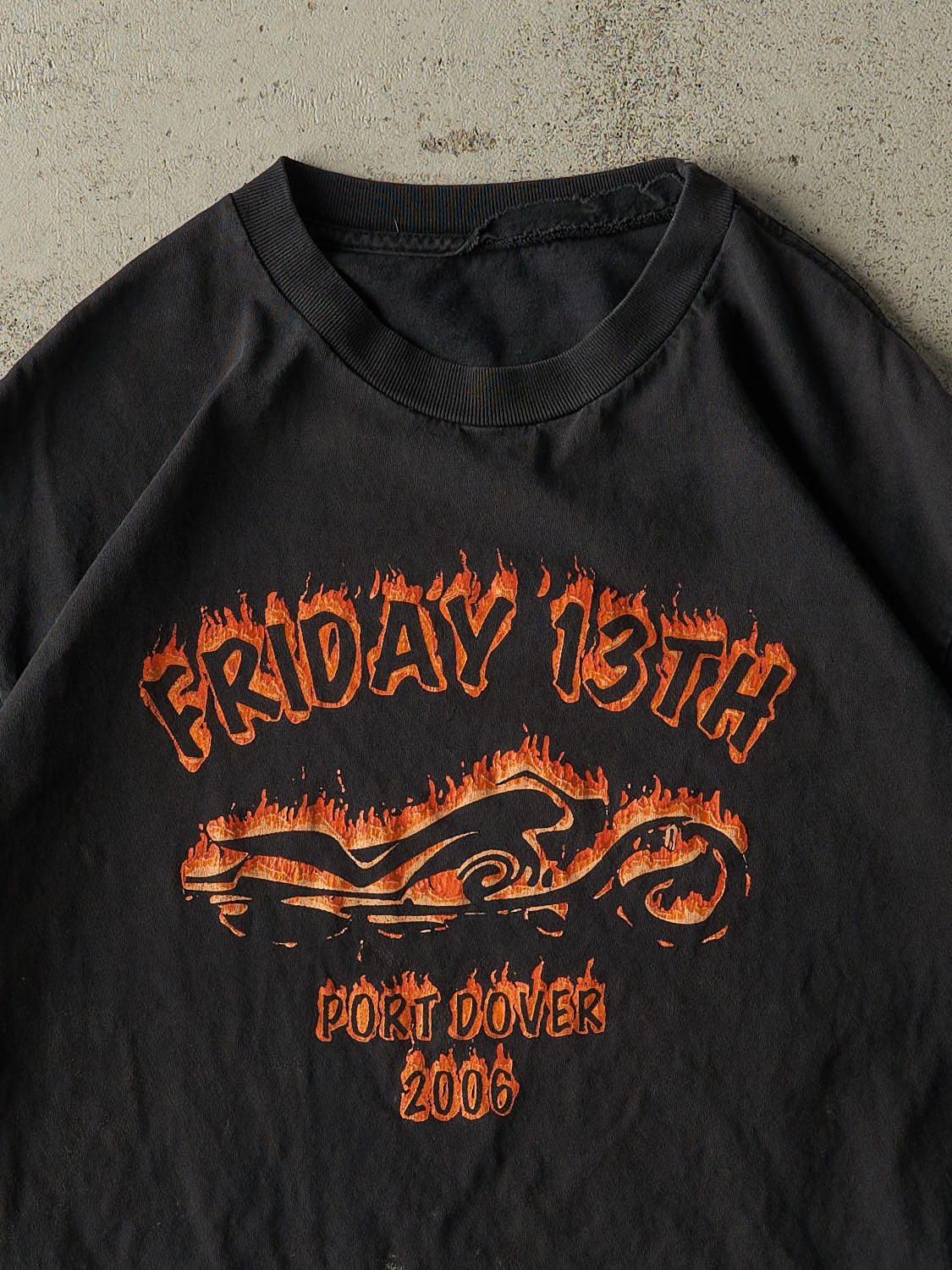 Vintage 06' Faded Black Friday The 13th Port Dover Biker Tee (M/L)
