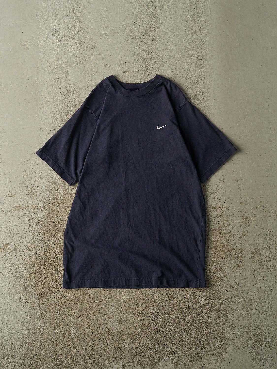 Vintage Y2K Navy Blue Nike Embroidered Swoosh Tee (S/M)
