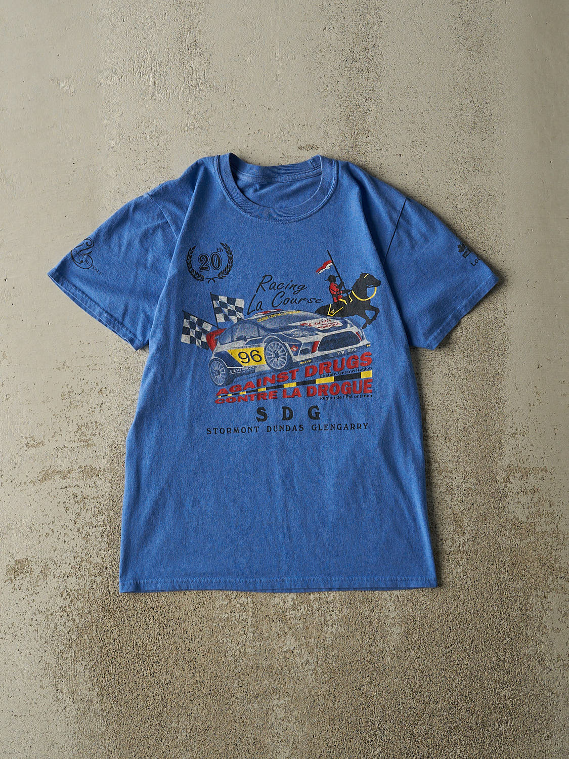 Vintage Y2K Blue SDG Racing Against Drugs Tee (XS/S)
