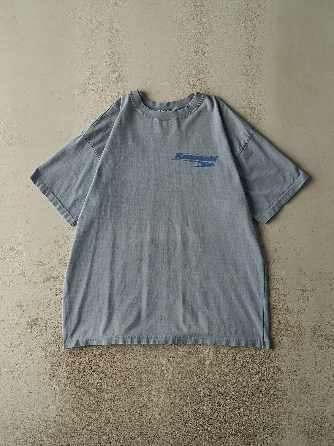 Vintage 90s Slate Blue Kawasaki Racing Tee (XL/XXL)