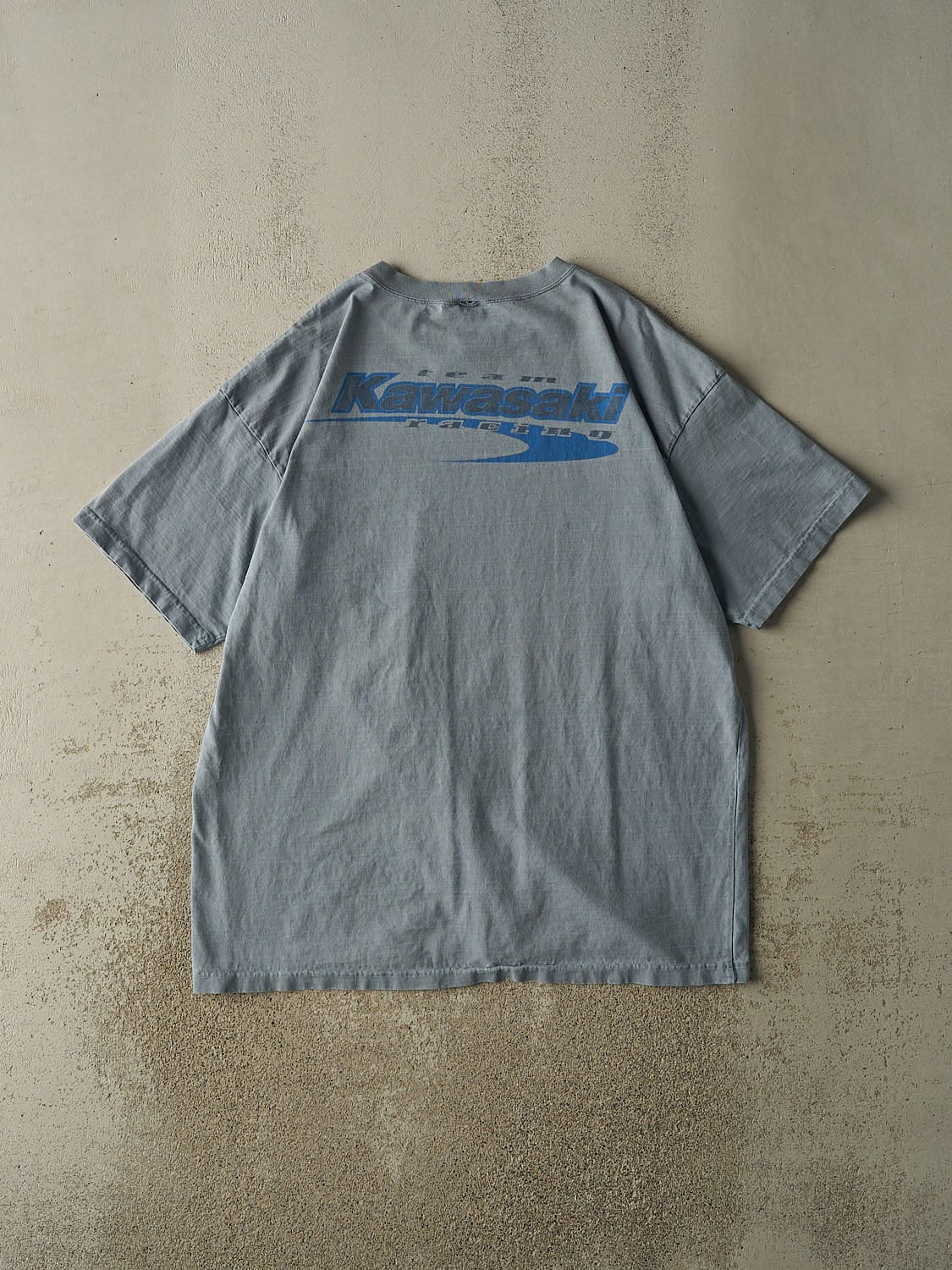 Vintage 90s Slate Blue Kawasaki Racing Tee (XL/XXL)