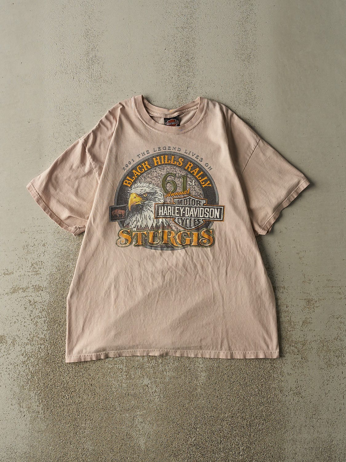 Vintage 01' Beige Harley Davidson Sturgis Tee (L)