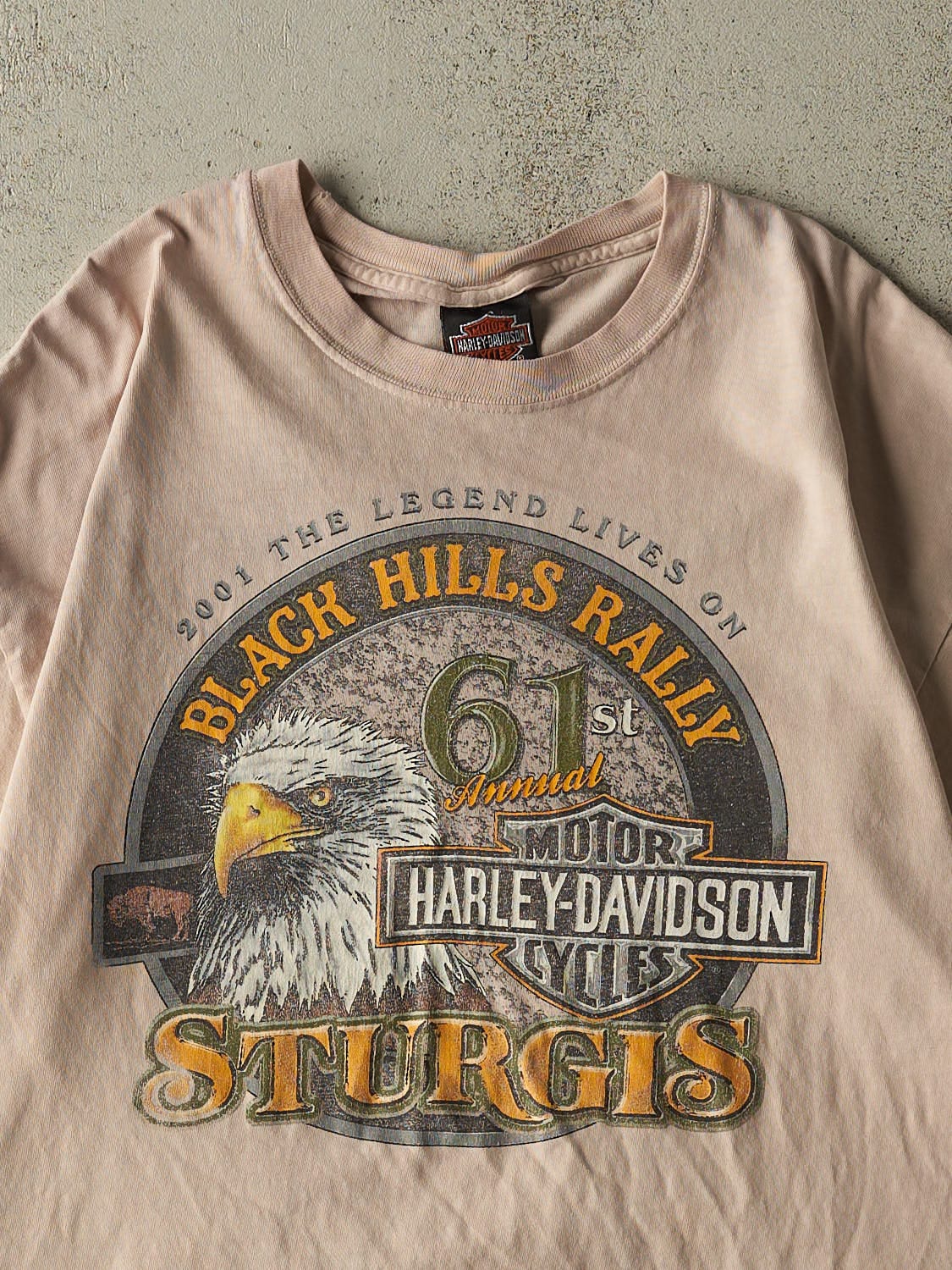 Vintage 01' Beige Harley Davidson Sturgis Tee (L)