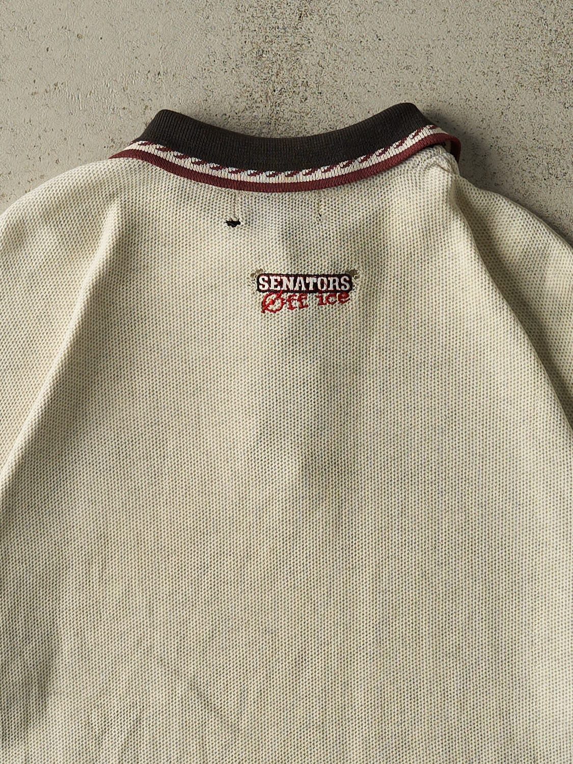 Vintage 90s Heather Grey Ottawa Senators Embroidered Quarter Button Tee (XL)