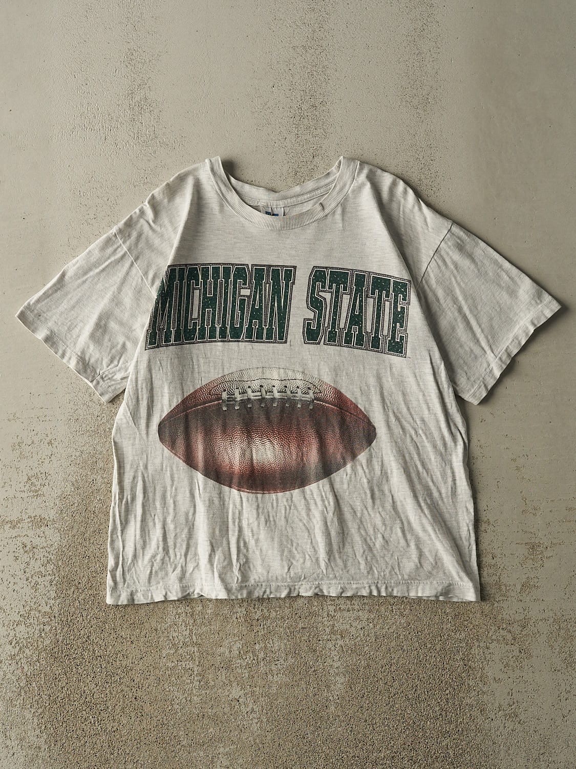 Vintage 90s Heather Grey Michigan State University Football Tee (M)