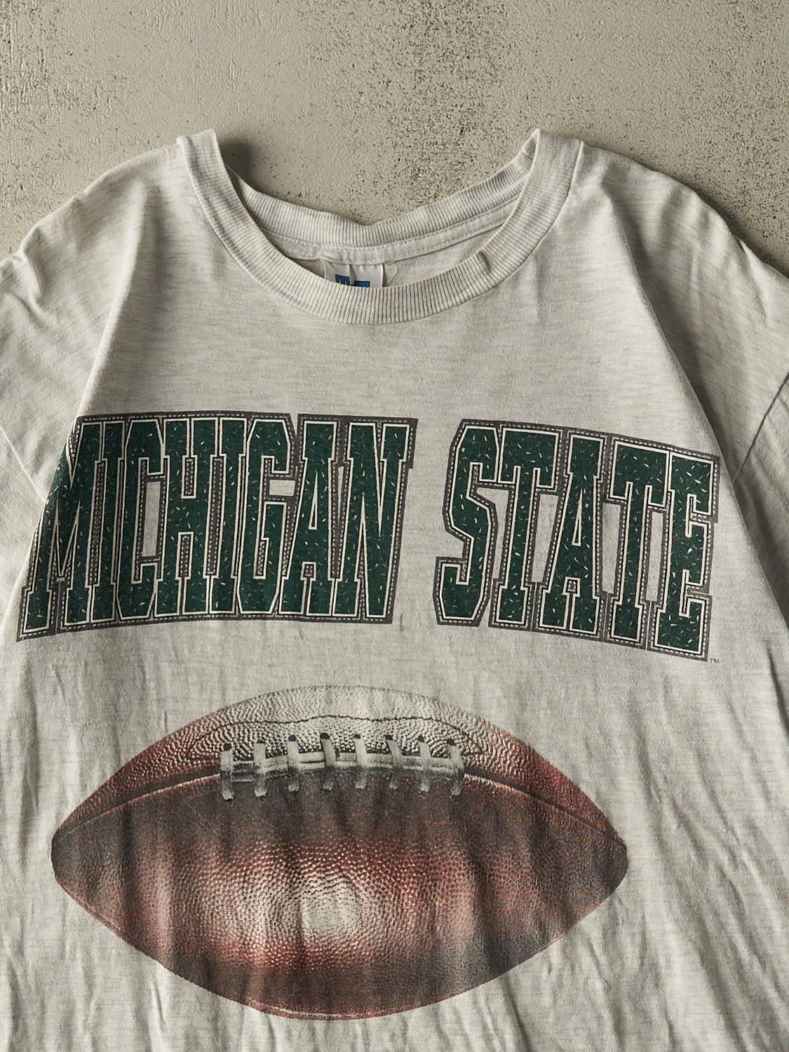 Vintage 90s Heather Grey Michigan State University Football Tee (M)