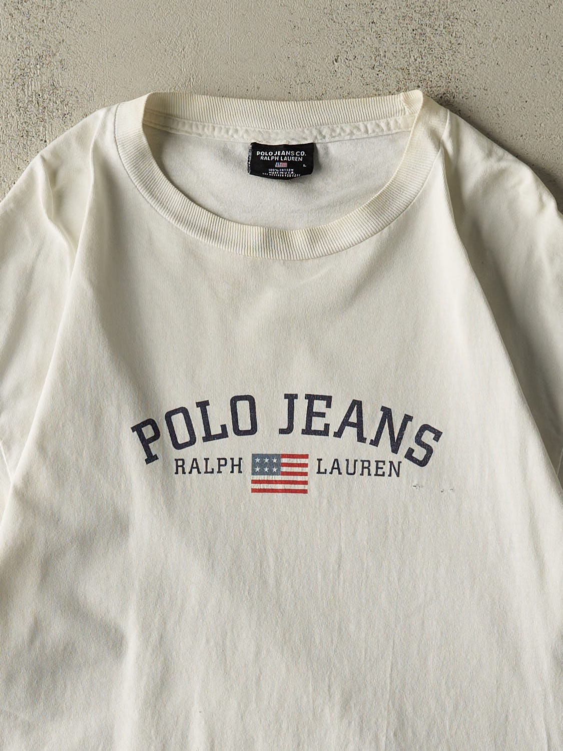Vintage 90s White Polo Jeans Ralph Lauren Tee (L)