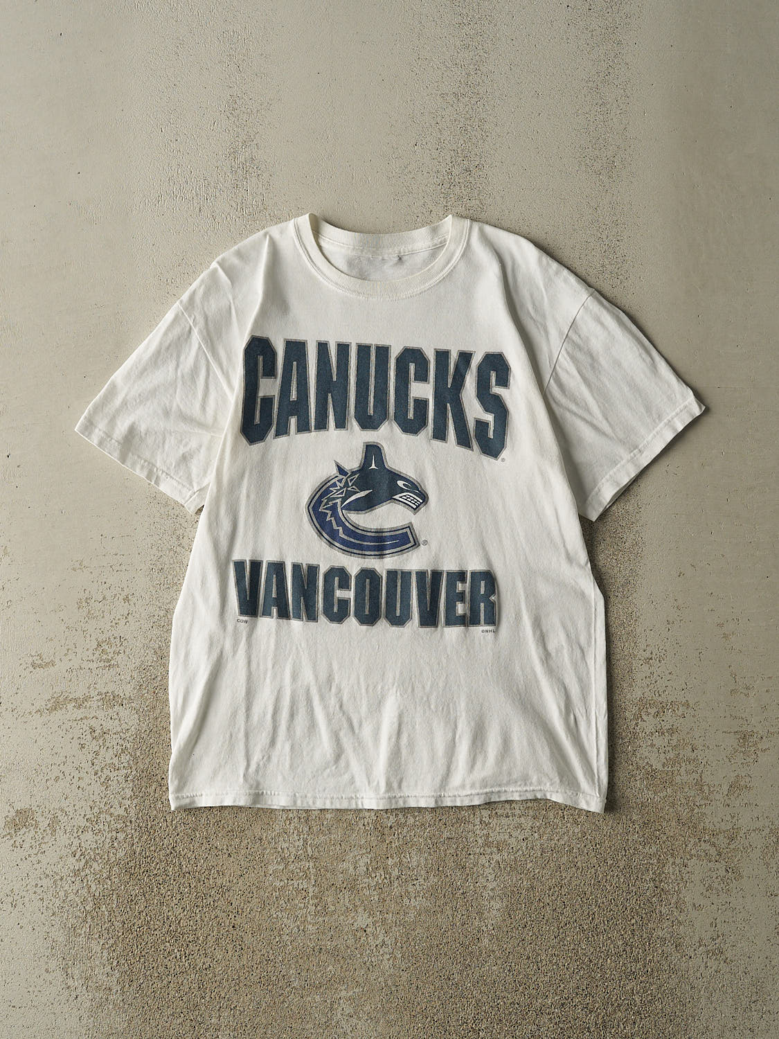Vintage Y2K White Vancouver Canucks Tee (S/M)