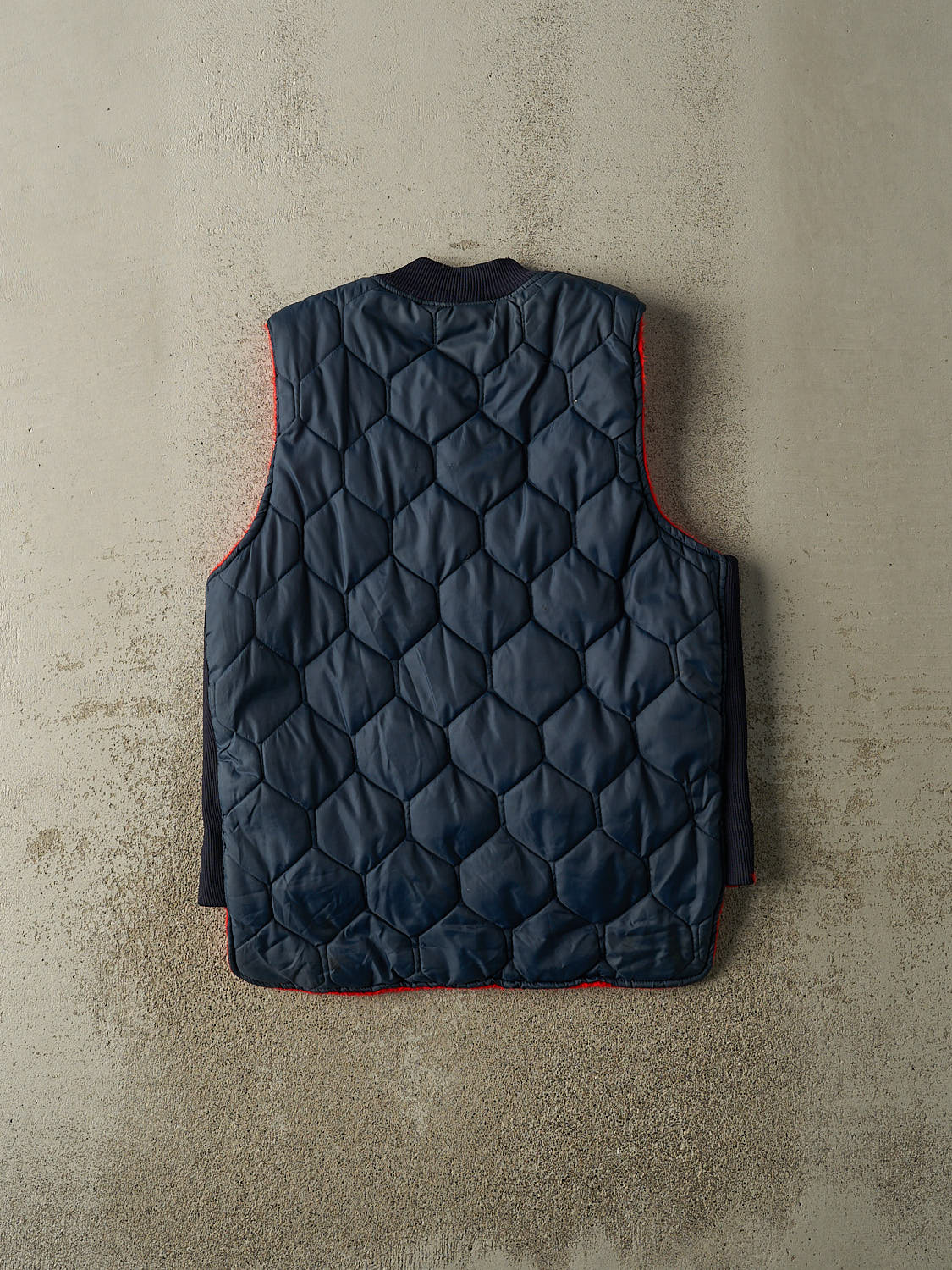 Vintage 70s Navy Blue Fleece Lined Work Vest (L)
